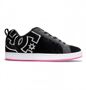 DC Court Graffik Sneakers Dam Vita Svarta Rosa | FASQ-07581