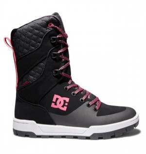 DC Nadene High Leg Winter Boots Vinterkängor Dam Svarta Vita Rosa | DJHG-73580