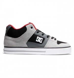 DC Pure MID Mid-Top Sneakers Herr Svarta Grå Röda | YGJX-13065