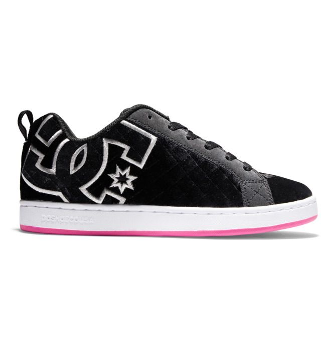 DC Court Graffik Sneakers Dam Vita Svarta Rosa | FASQ-07581