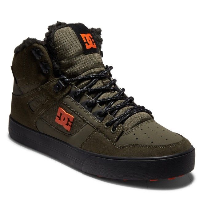 DC Pure High-Top Winter Vinterkängor Herr Olivgröna Orange | OCVQ-05928