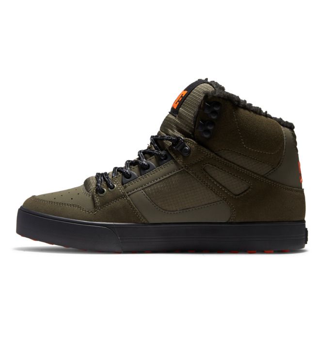 DC Pure High-Top Winter Vinterkängor Herr Olivgröna Orange | OCVQ-05928