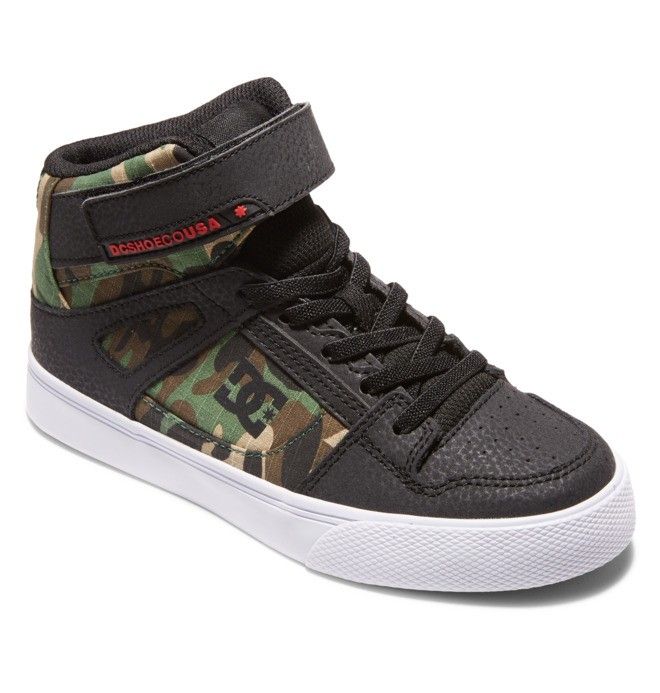 DC Pure High Elastic Lace High-Top Pure Barn Svarta Camo | NCGB-92613