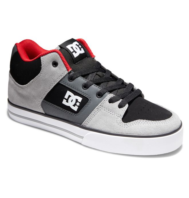 DC Pure MID Mid-Top Sneakers Herr Svarta Grå Röda | YGJX-13065