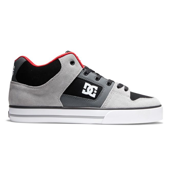 DC Pure MID Mid-Top Sneakers Herr Svarta Grå Röda | YGJX-13065